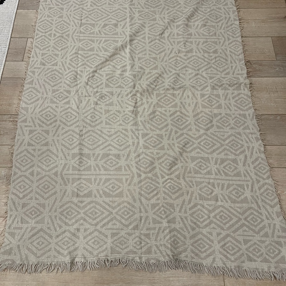 Wilfred cream and grey wool blanket scarf